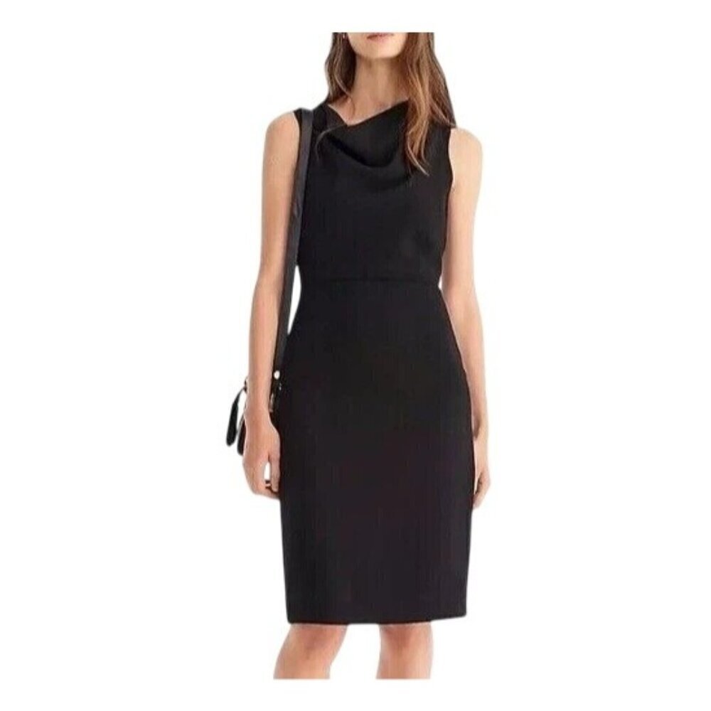 J.Crew Cowlneck sheath dress in 365 crepe, Black, Size 0
